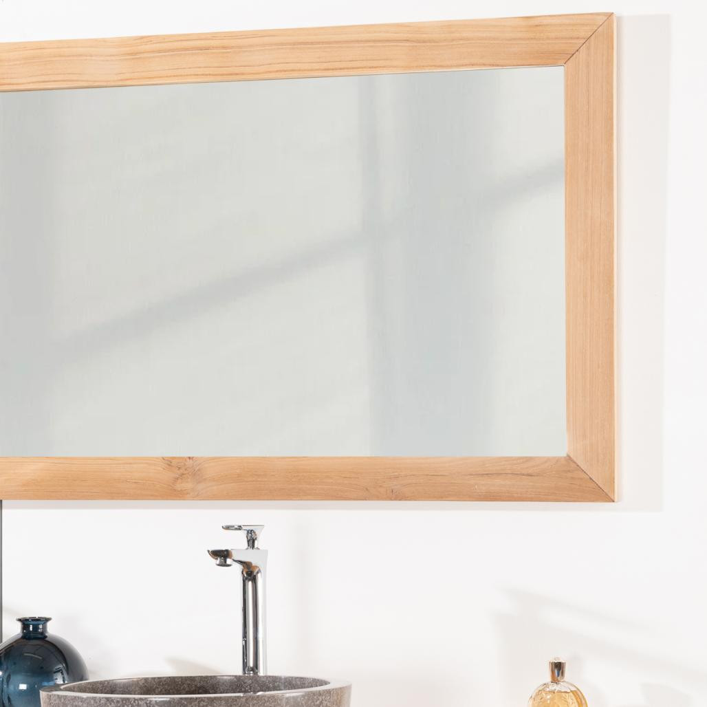 Espejo rectangular grande de teca maciza 180 x 70