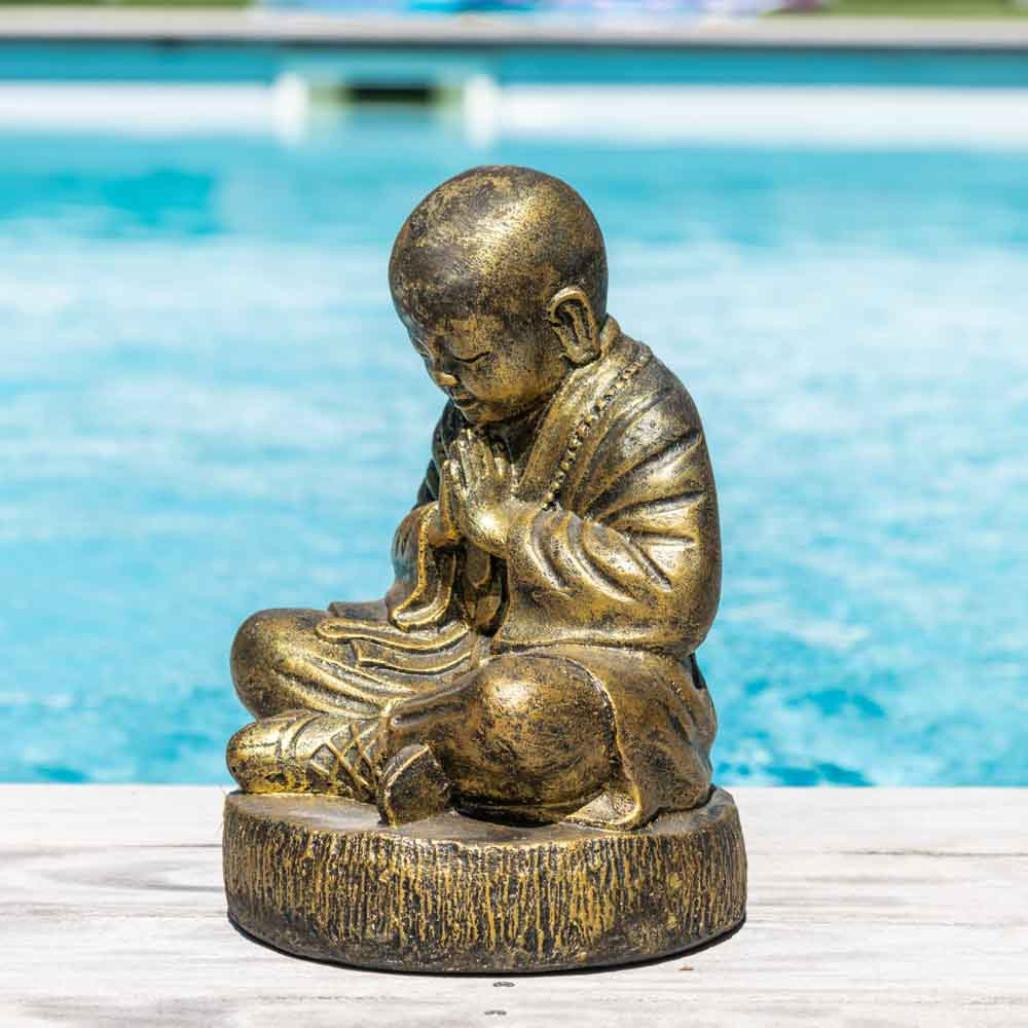 Estatua monje shaolin sentado dorado 40 cm Estatua monje shaolin sentado dorado 40 cm