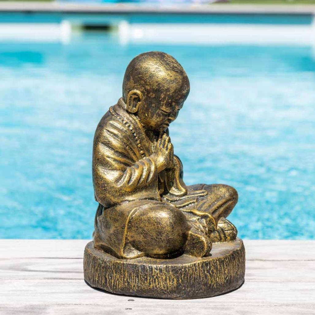 Estatua monje shaolin sentado dorado 40 cm Estatua monje shaolin sentado dorado 40 cm