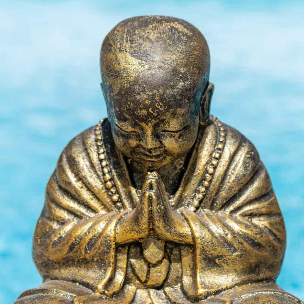 Estatua monje shaolin sentado dorado 40 cm Estatua monje shaolin sentado dorado 40 cm