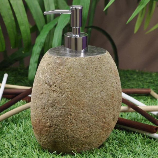 Dispensador de jabón de piedra de río