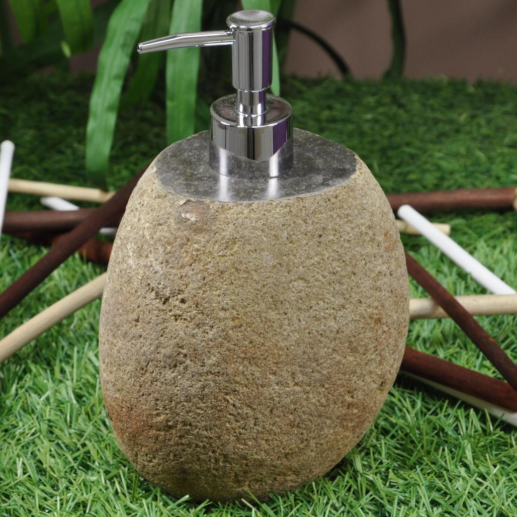 Dispensador de jabón de piedra de río