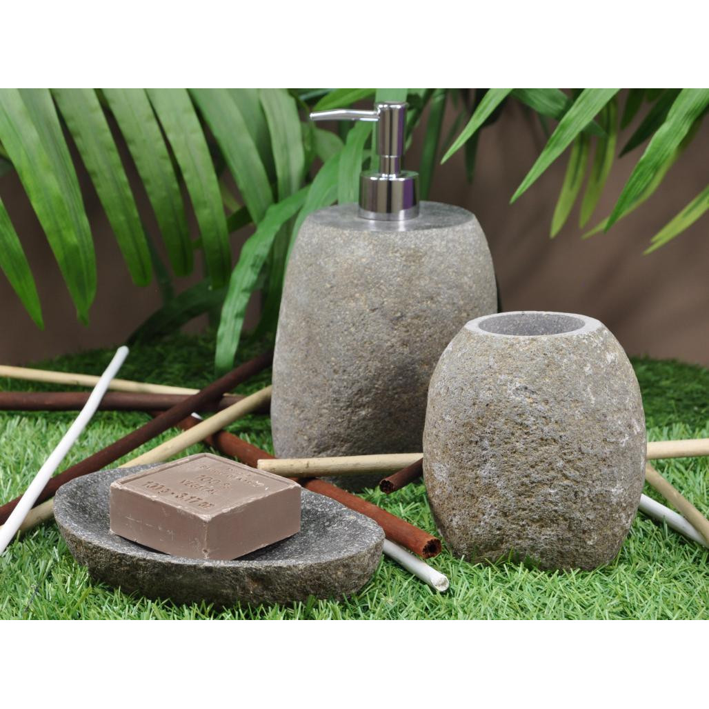 Dispensador de jabón de piedra de río