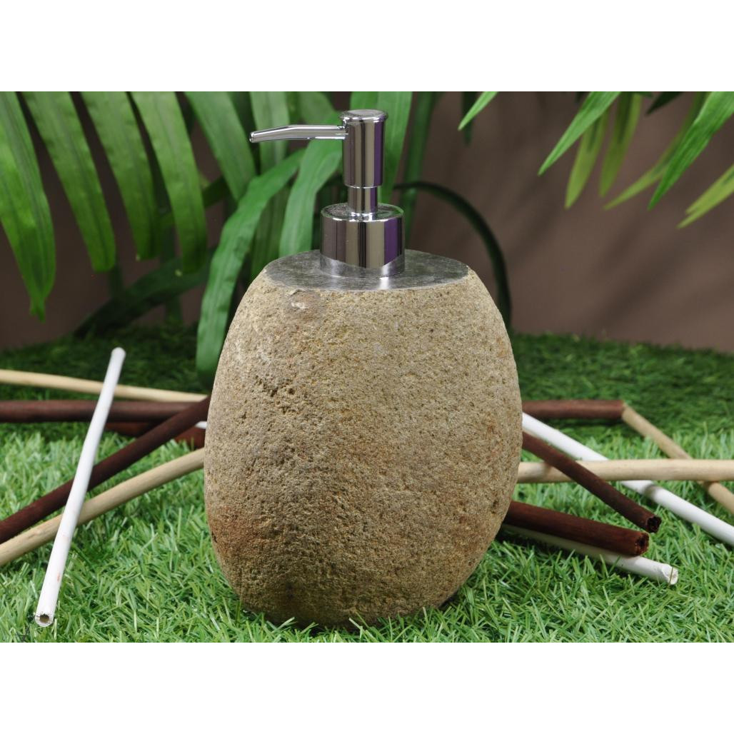 Dispensador de jabón de piedra de río