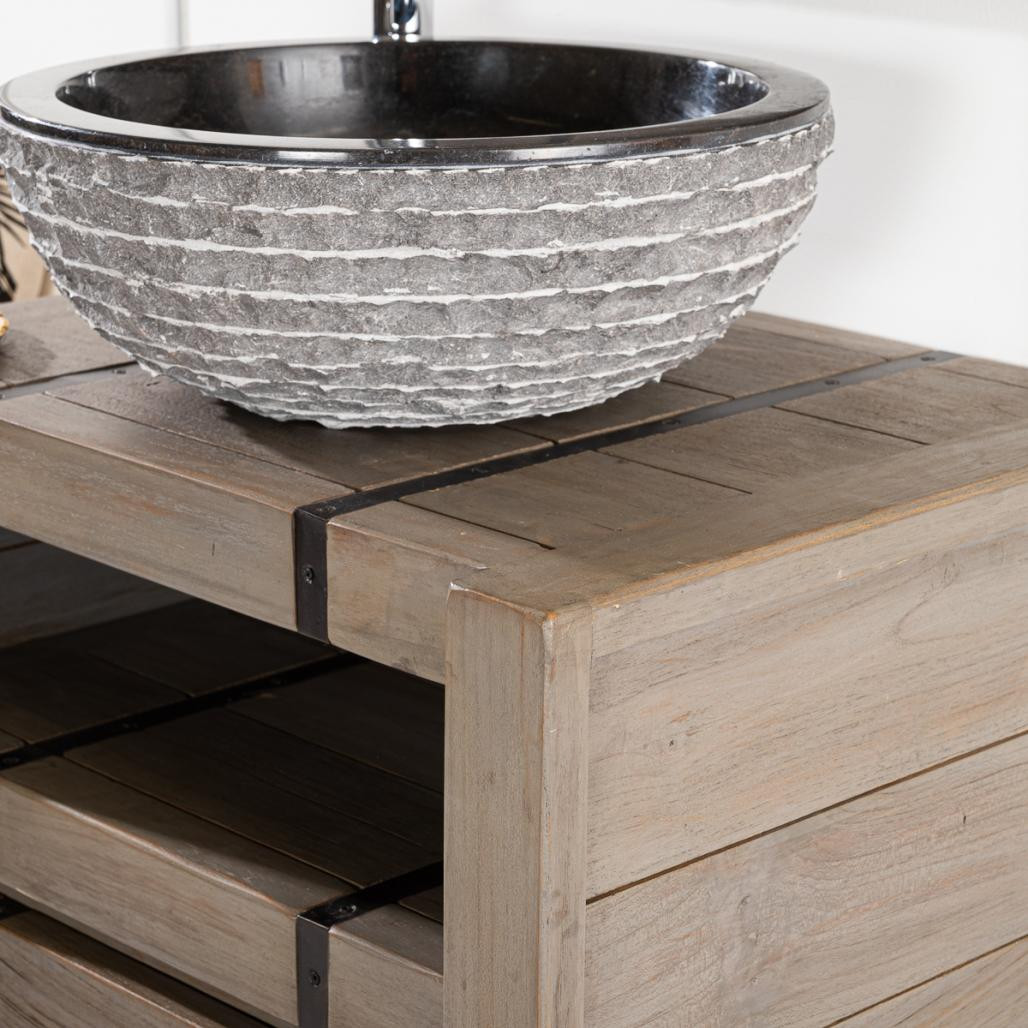 Mueble para cuarto de baño Loft de mindi y metal 60 cm gris