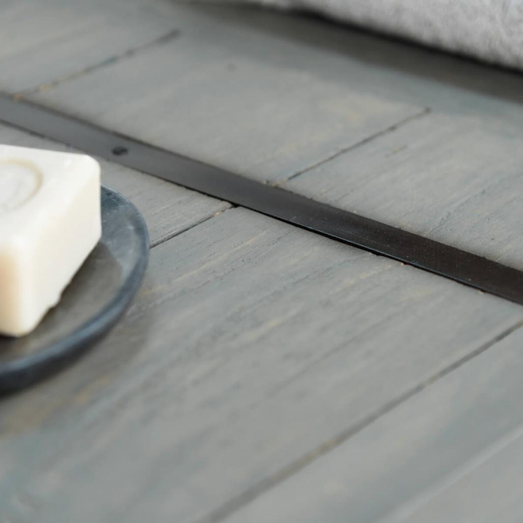 Mueble doble para cuarto de baño Loft de mindi y metal 160 cm gris