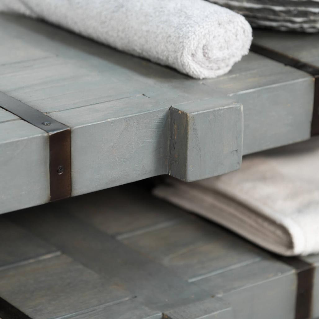 Mueble doble para cuarto de baño Loft de mindi y metal 160 cm gris