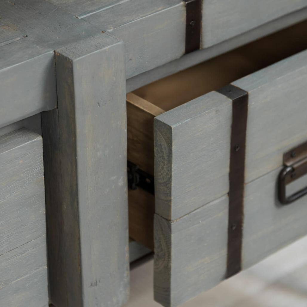 Mueble doble para cuarto de baño Loft de mindi y metal 160 cm gris