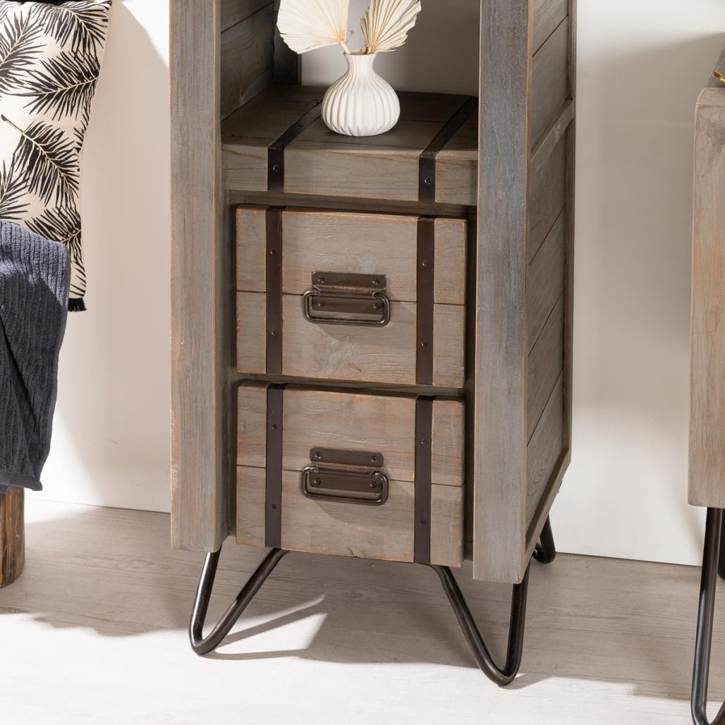 Columna para cuarto de baño Loft de madera y metal 190 cm gris Columna para cuarto de baño Loft de madera y metal 190 cm gris