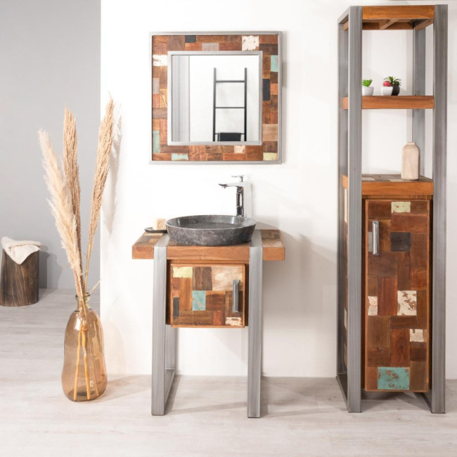 Mueble para cuarto de baño Factory teca metal 70 cm