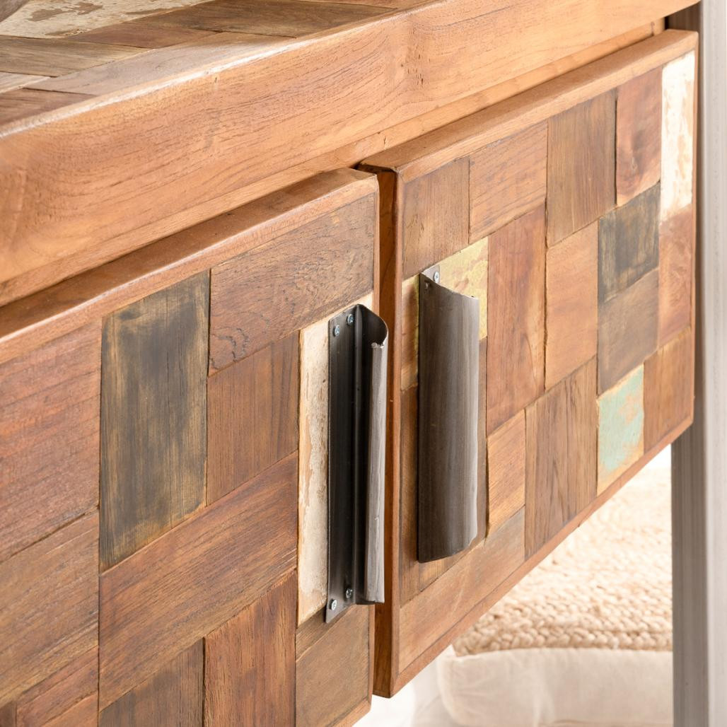 Mueble doble para cuarto de baño Factory teca metal 140 cm Mueble doble para cuarto de baño Factory teca metal 140 cm