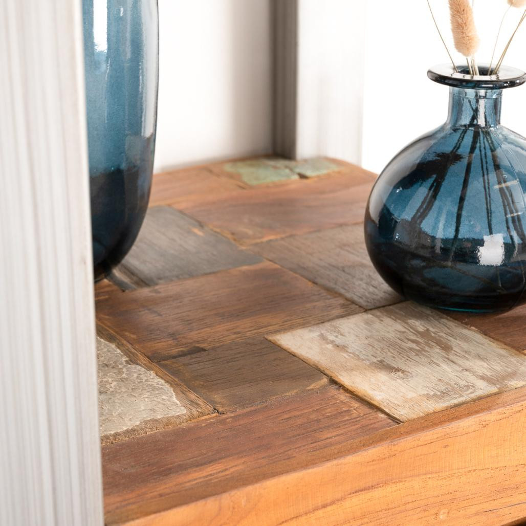 Mueble columna para cuarto de baño Factory teca metal 190 cm