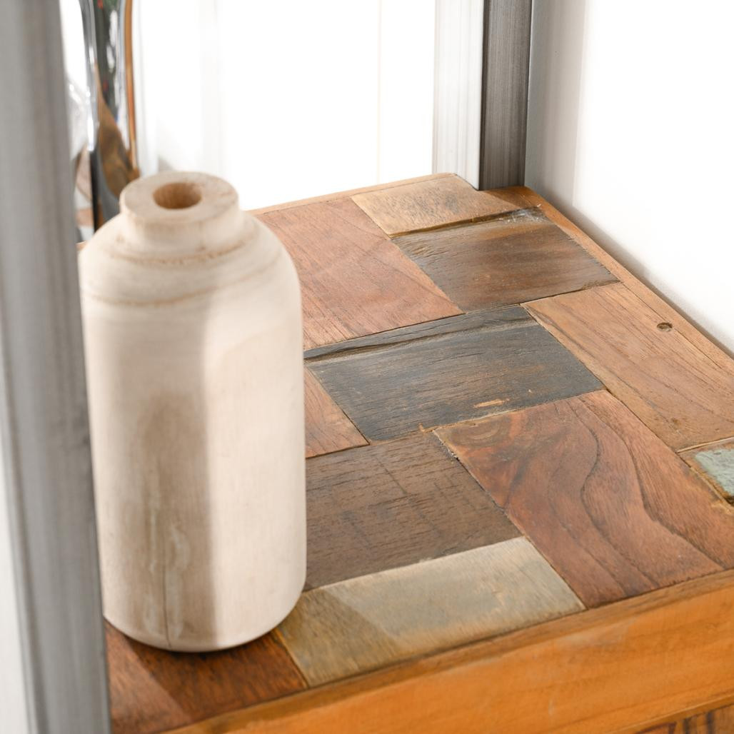 Mueble columna para cuarto de baño Factory teca metal 190 cm