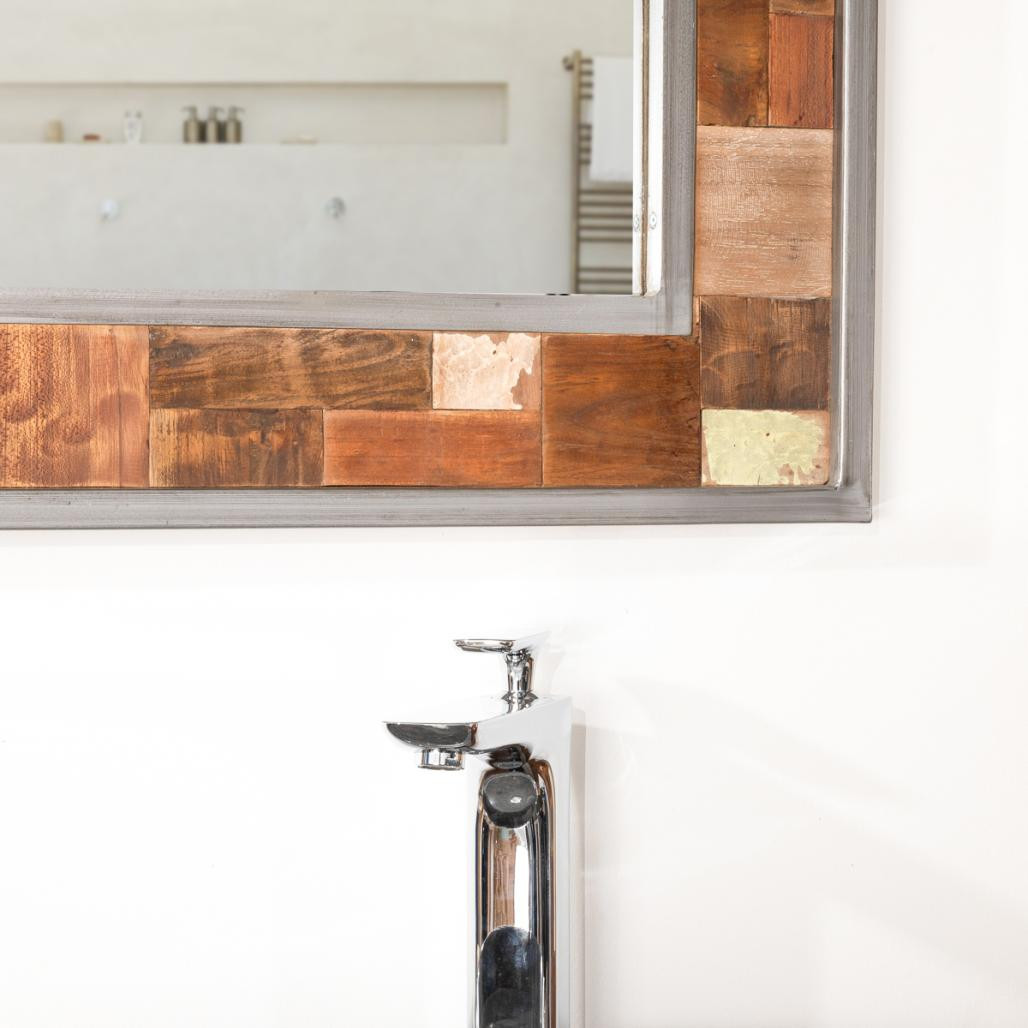 Espejo para cuarto de baño Factory teca metal 70 x 70