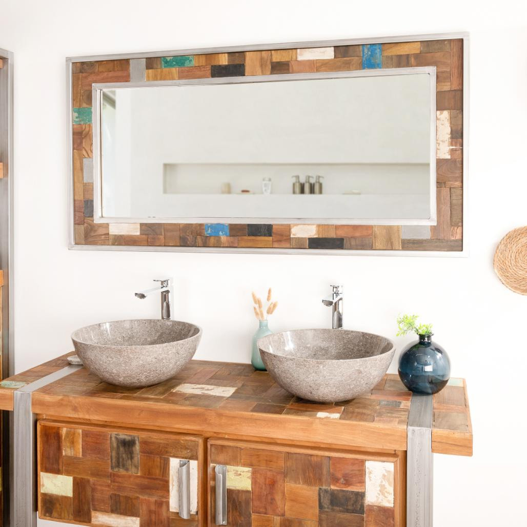 Espejo grande para cuarto de baño Factory madera metal 140 x 70 Espejo grande para cuarto de baño Factory madera metal 140 x 70