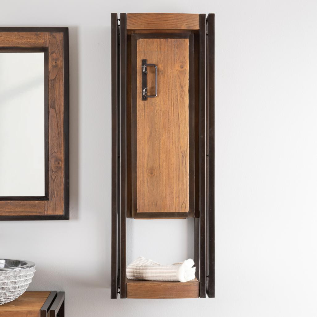 Columna suspendida para cuarto de baño Elegancia teca metal 110 cm