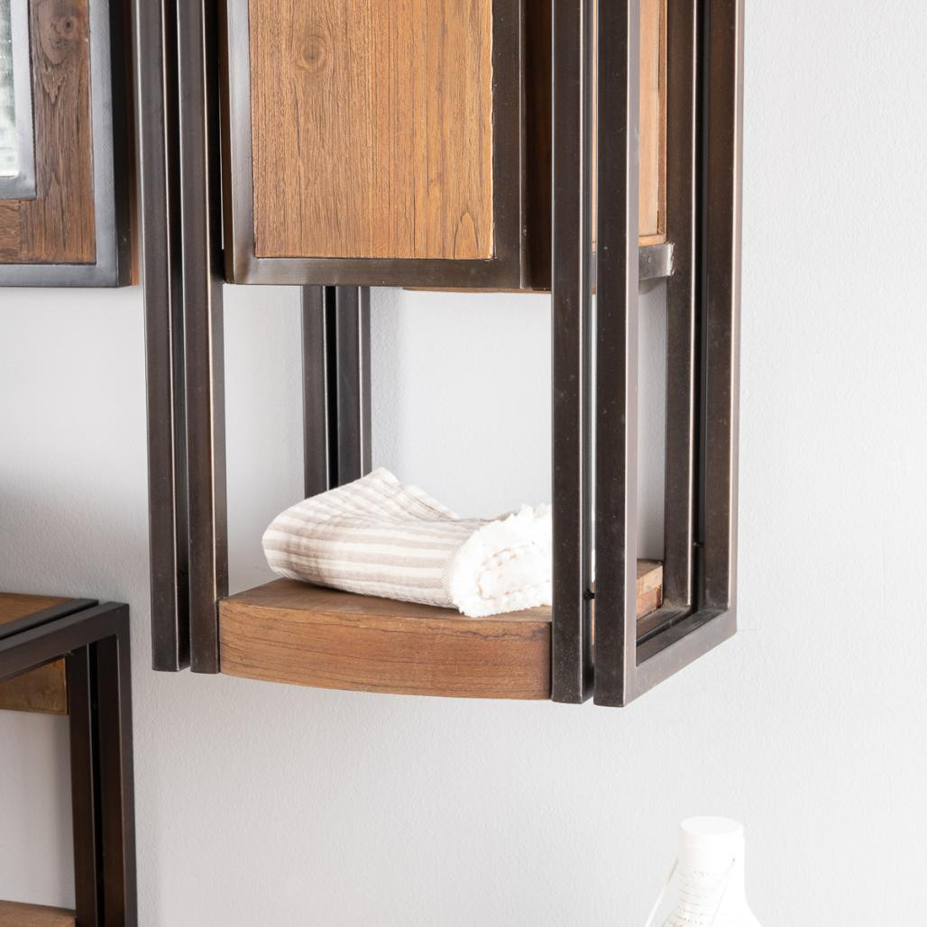 Columna suspendida para cuarto de baño Elegancia teca metal 110 cm Columna suspendida para cuarto de baño Elegancia teca metal 110 cm