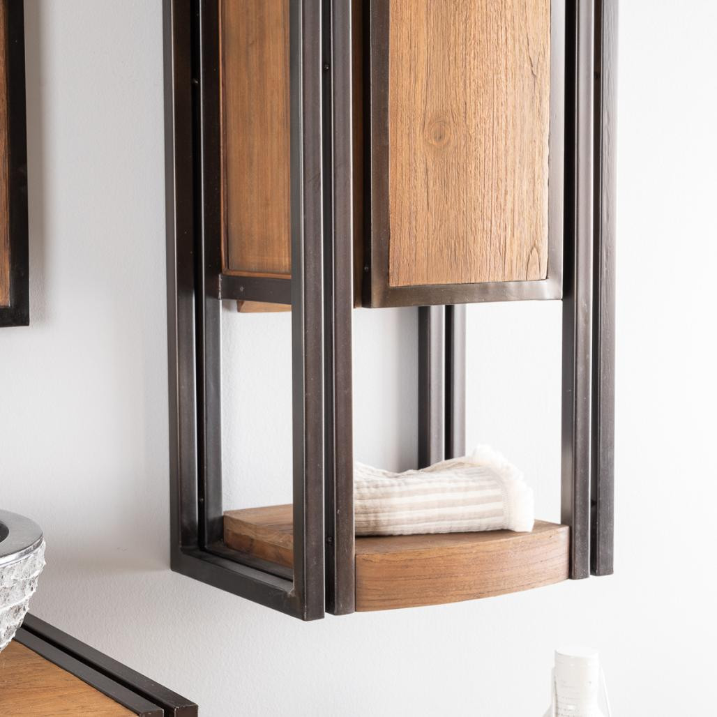 Columna suspendida para cuarto de baño Elegancia teca metal 110 cm Columna suspendida para cuarto de baño Elegancia teca metal 110 cm