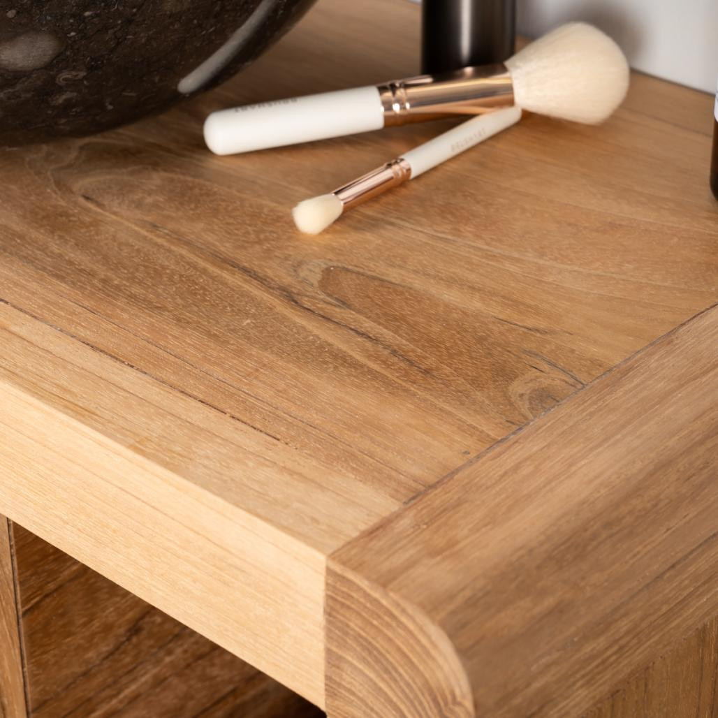 Mueble pequeño de cuarto de baño suspendido 50 cm de teca maciza Retro Mueble pequeño de cuarto de baño suspendido 50 cm de teca maciza Retro