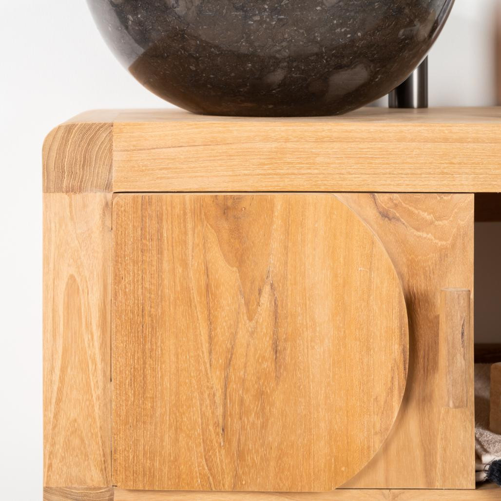 Mueble pequeño de cuarto de baño suspendido 50 cm de teca maciza Retro Mueble pequeño de cuarto de baño suspendido 50 cm de teca maciza Retro