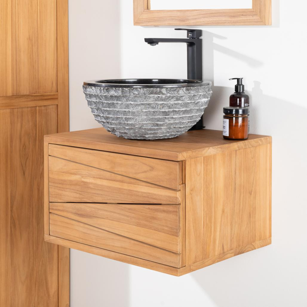 Mueble para cuarto de baño suspendido de teca Cosy 50 cm Mueble para cuarto de baño suspendido de teca Cosy 50 cm