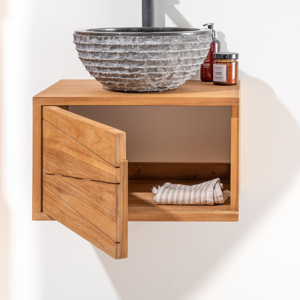 Mueble para cuarto de baño suspendido de teca Cosy 50 cm Mueble para cuarto de baño suspendido de teca Cosy 50 cm