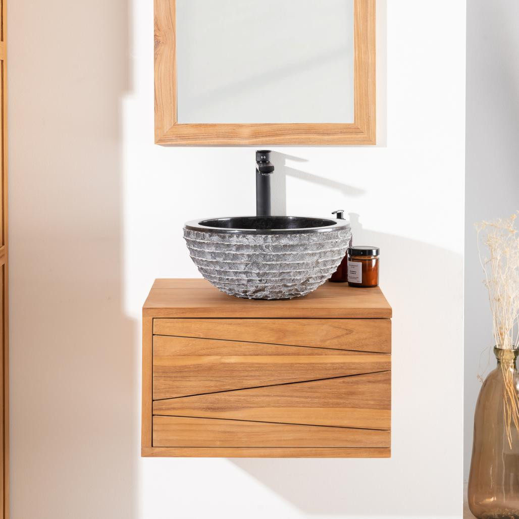 Mueble para cuarto de baño suspendido de teca Cosy 50 cm Mueble para cuarto de baño suspendido de teca Cosy 50 cm