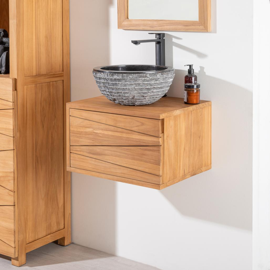 Mueble para cuarto de baño suspendido de teca Cosy 50 cm Mueble para cuarto de baño suspendido de teca Cosy 50 cm