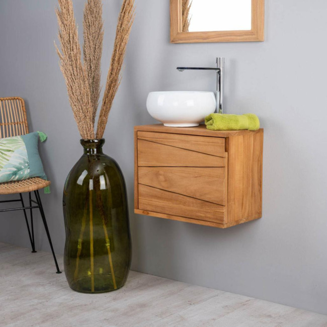Mueble para cuarto de baño suspendido de teca Cosy 40cm