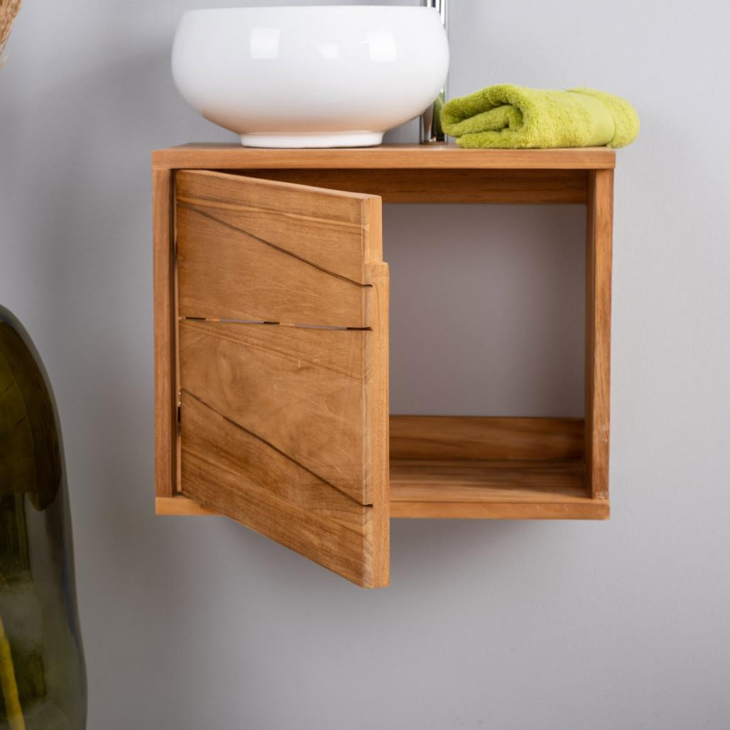 Mueble para cuarto de baño suspendido de teca Cosy 40cm