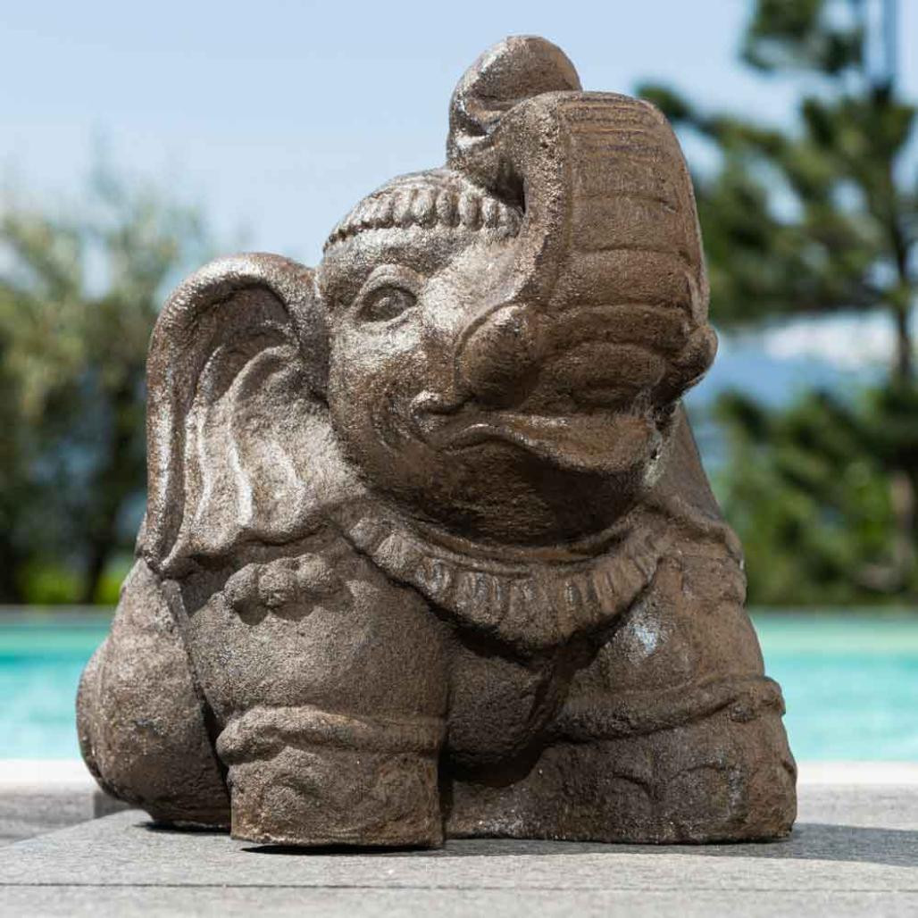 Estatua elefante sentado 40 cm marrón envejecido Estatua elefante sentado 40 cm marrón envejecido