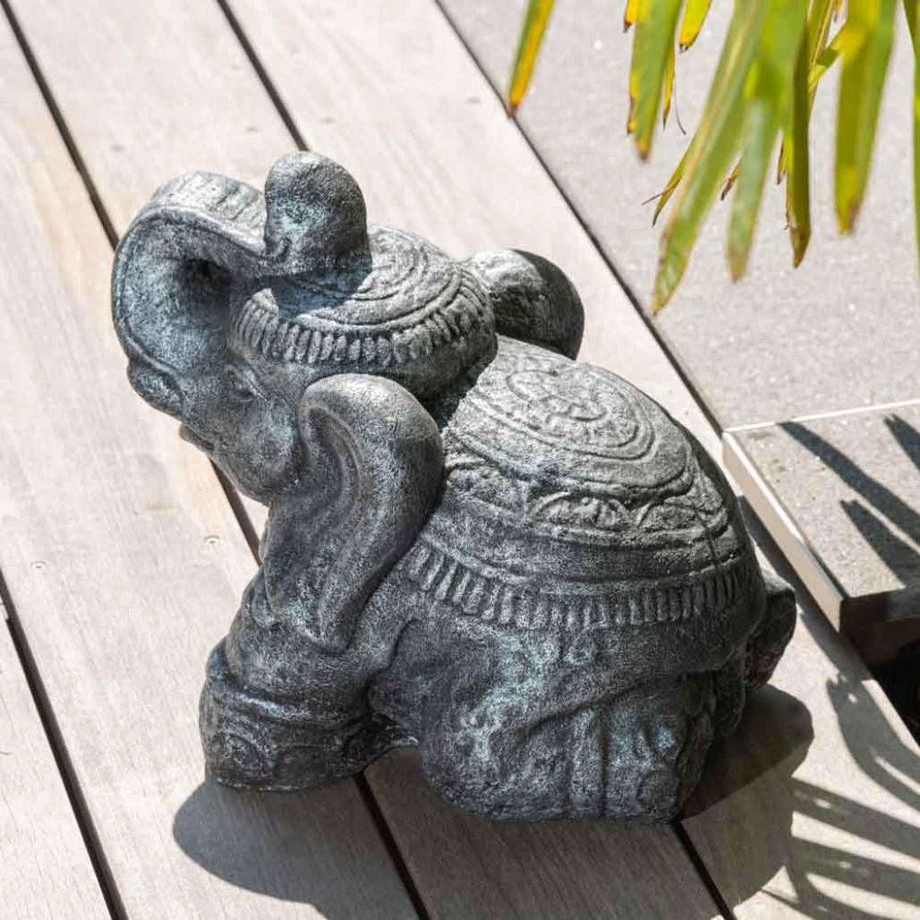 Estatua elefante sentado 40 cm gris envejecido Estatua elefante sentado 40 cm gris envejecido