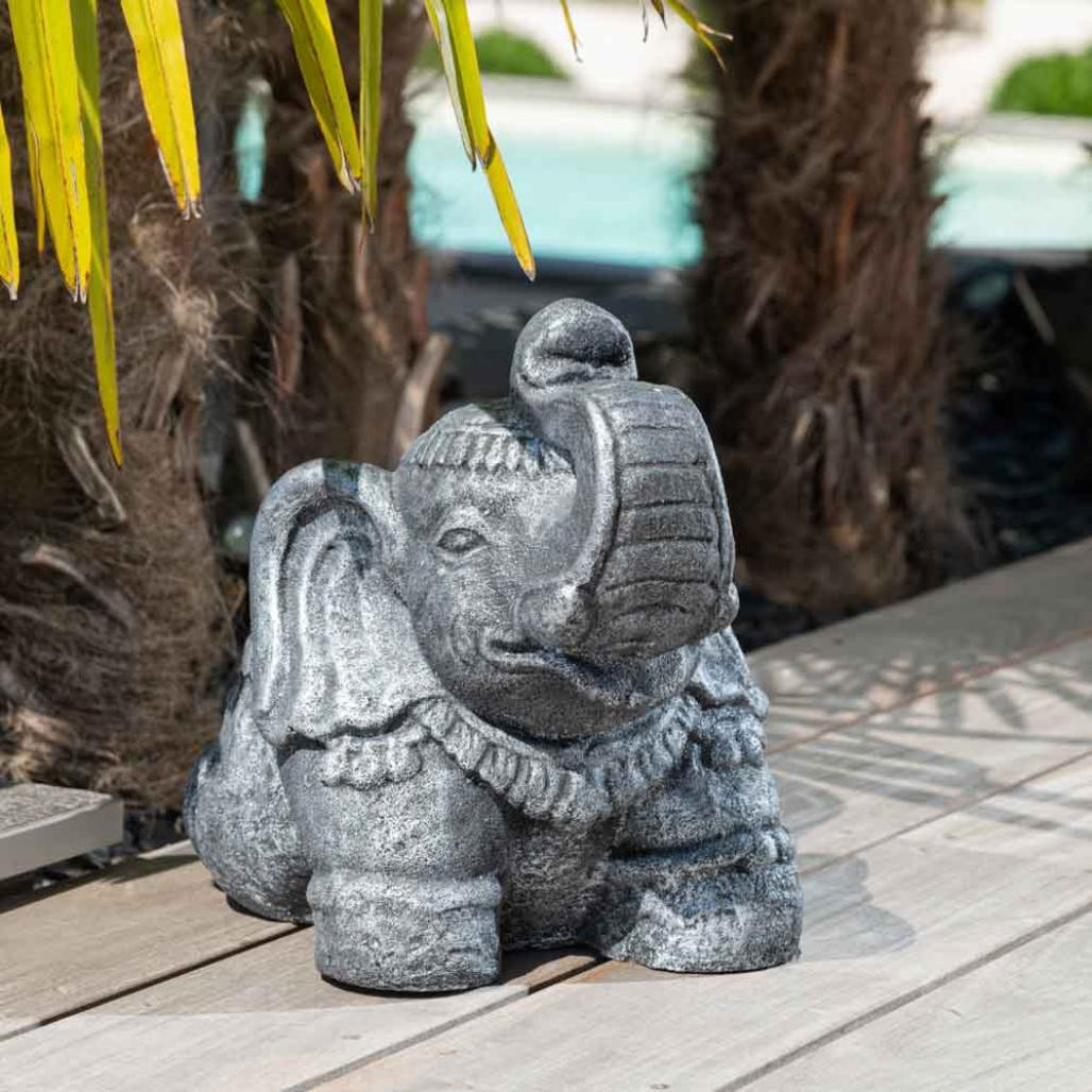Estatua elefante sentado 40 cm gris envejecido Estatua elefante sentado 40 cm gris envejecido