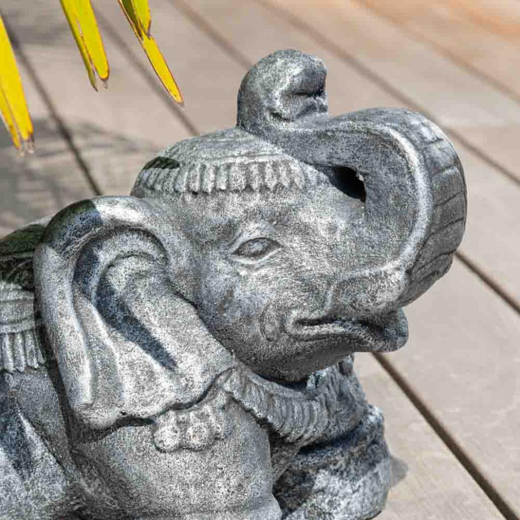 Estatua elefante sentado 40 cm gris envejecido Estatua elefante sentado 40 cm gris envejecido