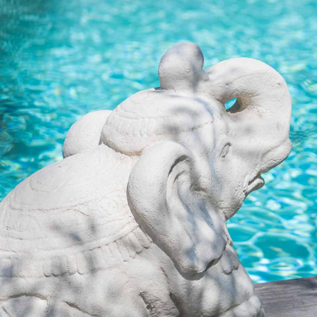 Estatua elefante sentado 40 cm blanco crema Estatua elefante sentado 40 cm blanco crema