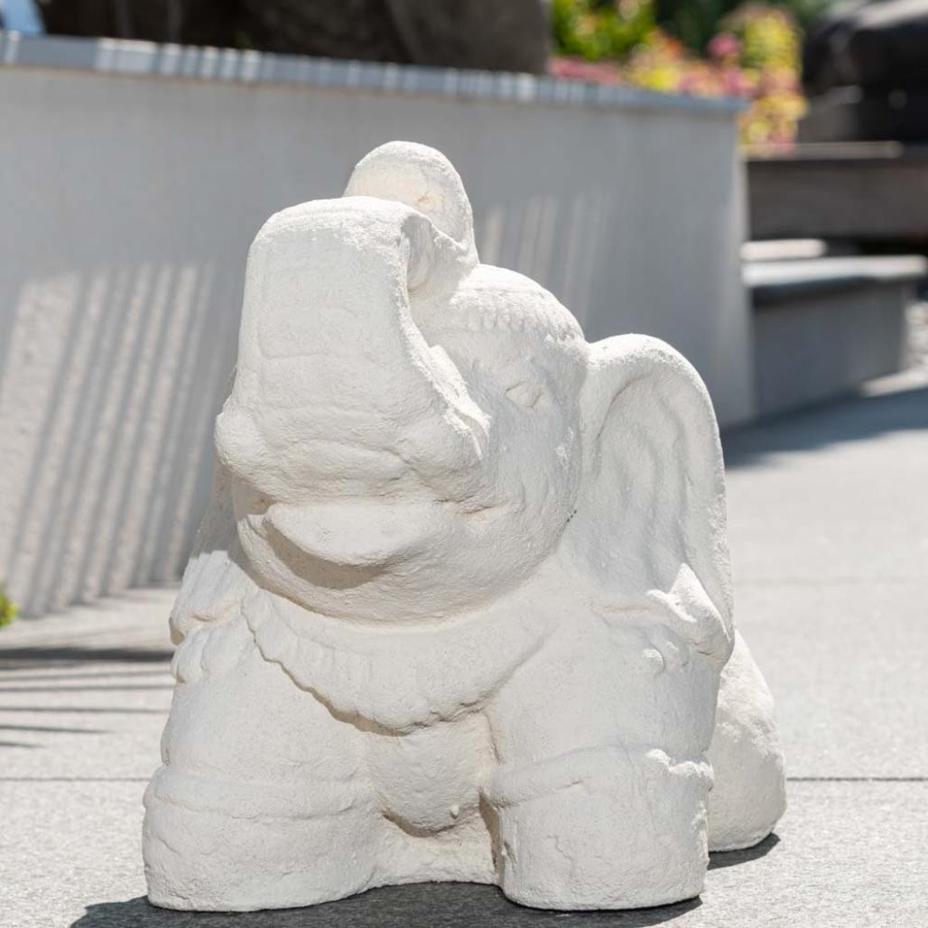 Estatua elefante sentado 40 cm blanco crema Estatua elefante sentado 40 cm blanco crema