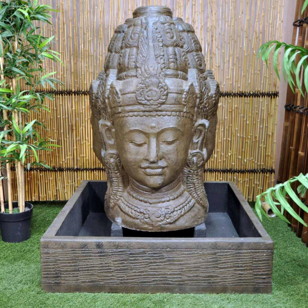 Fuente de jardàn rostro de la diosa dewi 1,30 m marrón envejecido Fuente de jardàn rostro de la diosa dewi 1,30 m marrón envejecido