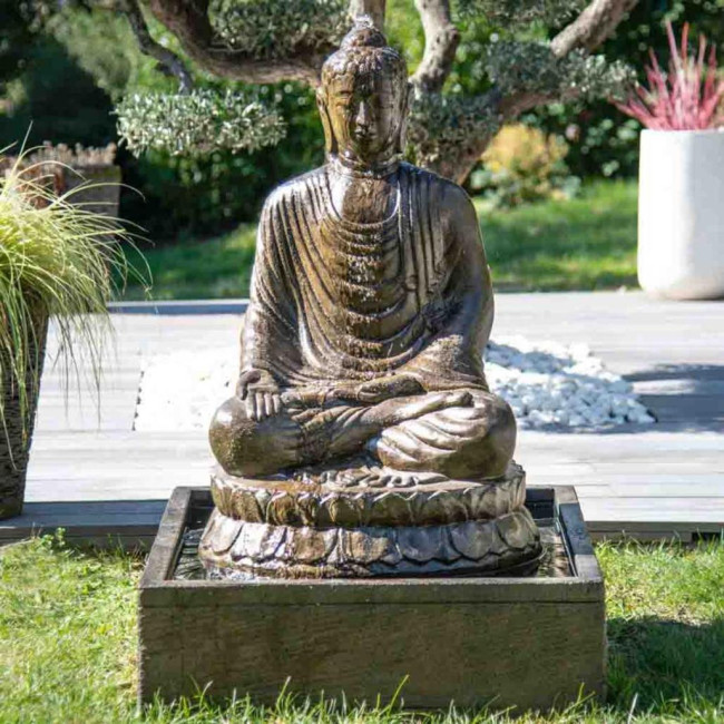 Fuente de jardàn buda sentado con pàtina 1,20 m