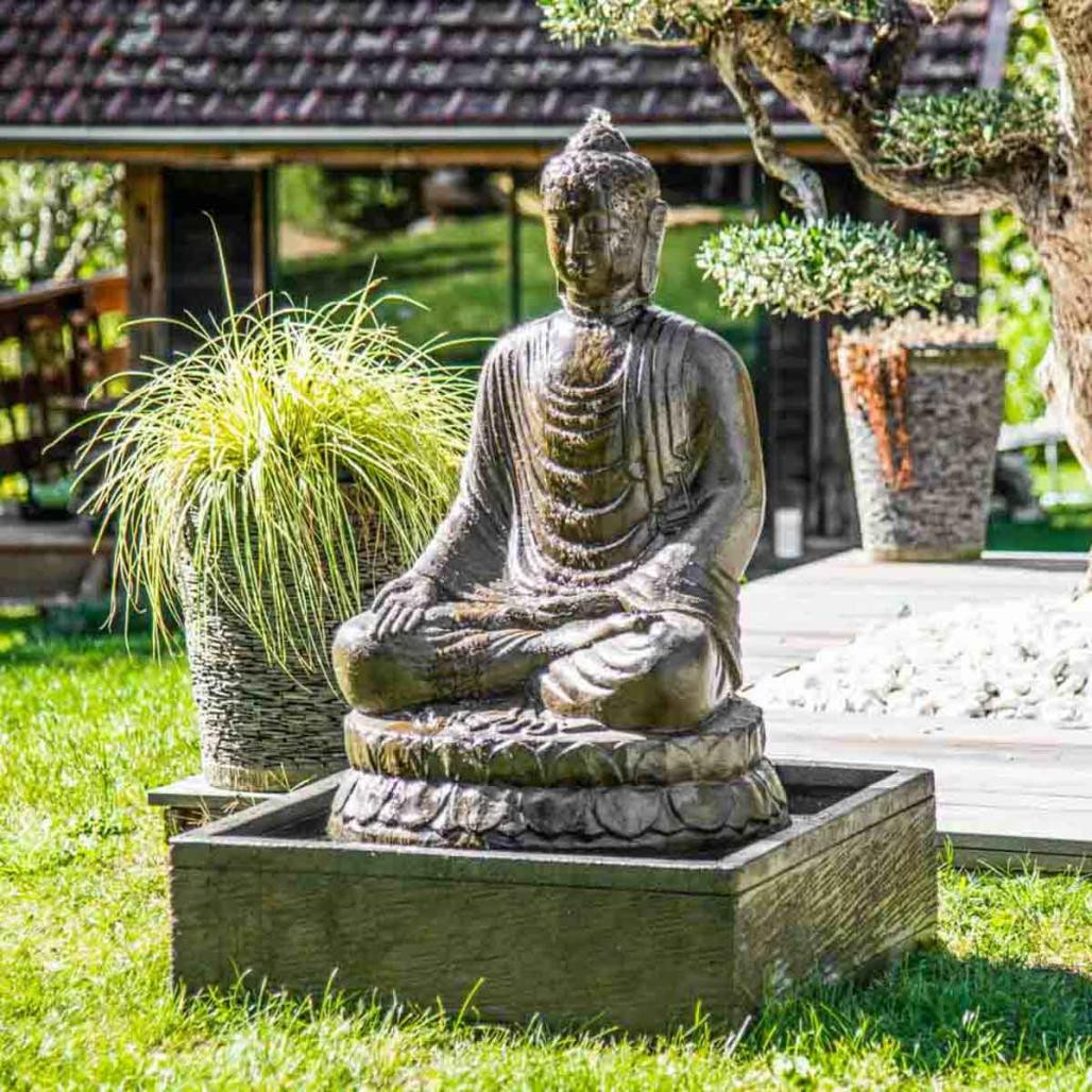 Fuente de jardàn buda sentado con pàtina 1,20 m Fuente de jardàn buda sentado con pàtina 1,20 m