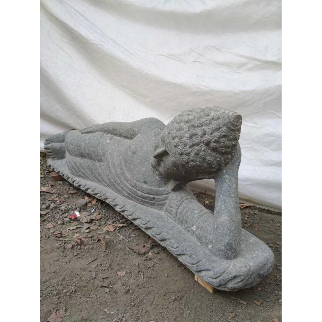 Estatua buda tumbado de piedra volcànica natural 1,20 m