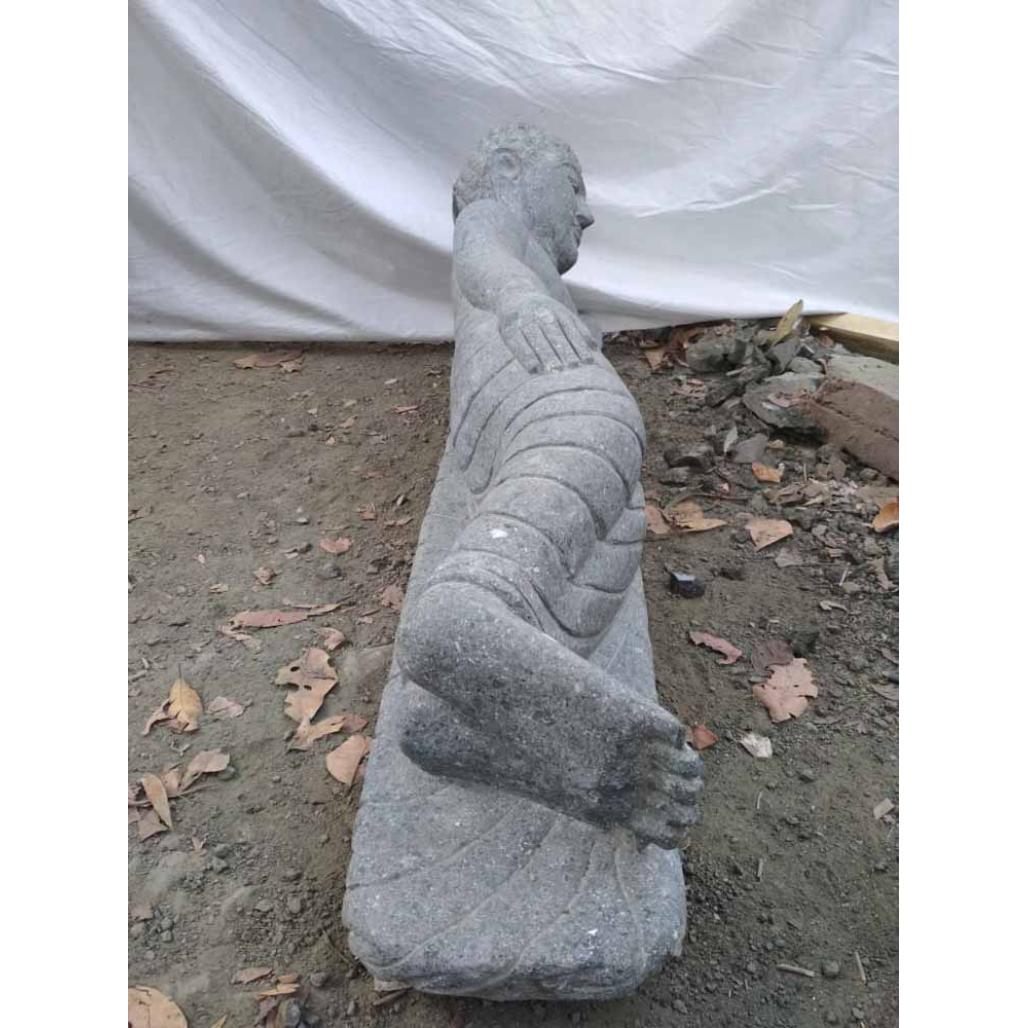 Estatua buda tumbado de piedra volcànica natural 1,20 m