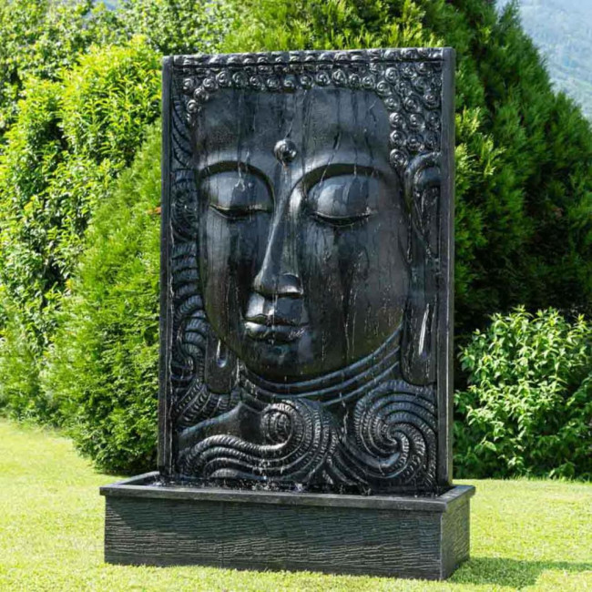 Fuente grande de jardàn pared de agua rostro de buda 2,10 m negro