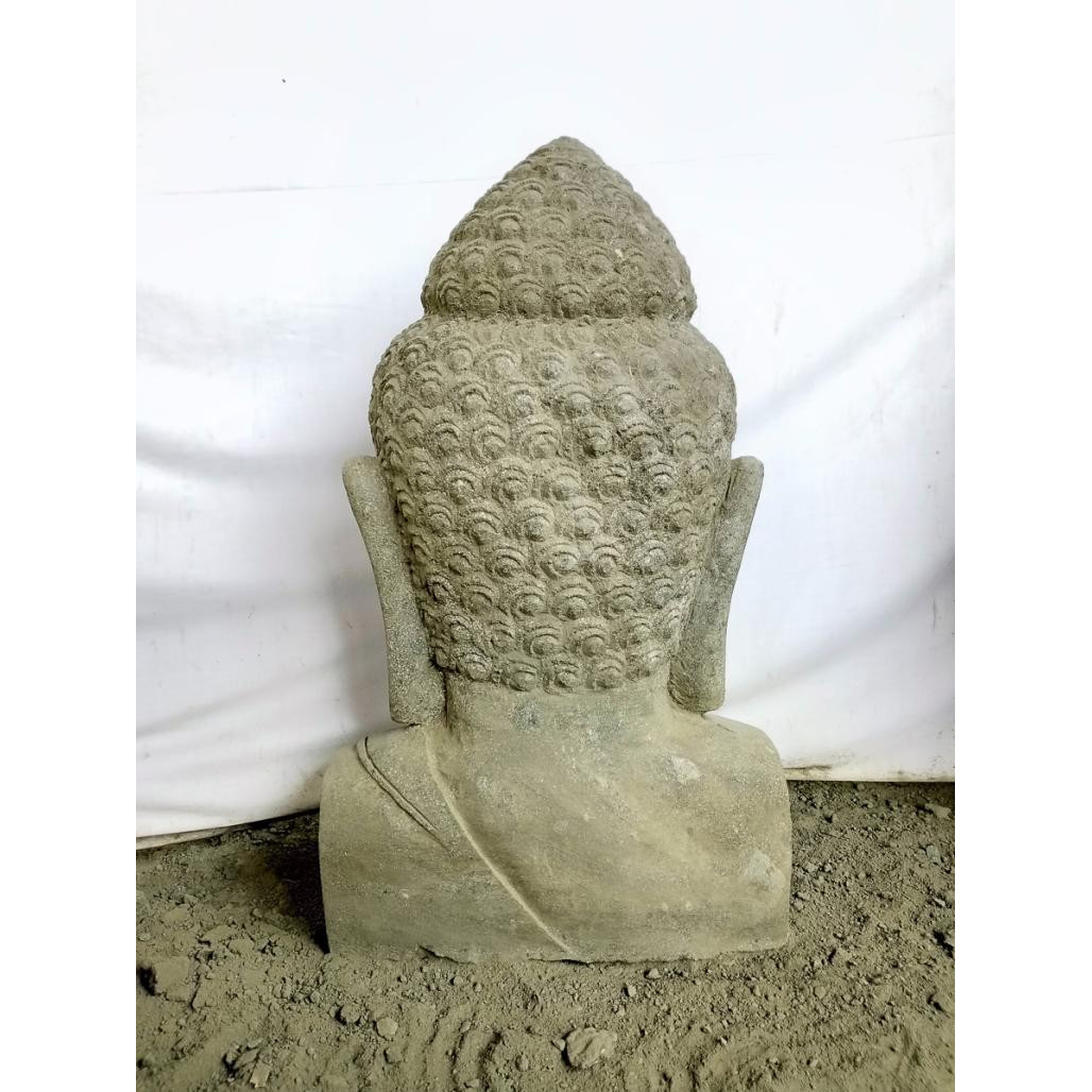 Estatua terraza zen busto de buda de piedra volcànica 40 cm Estatua terraza zen busto de buda de piedra volcànica 40 cm