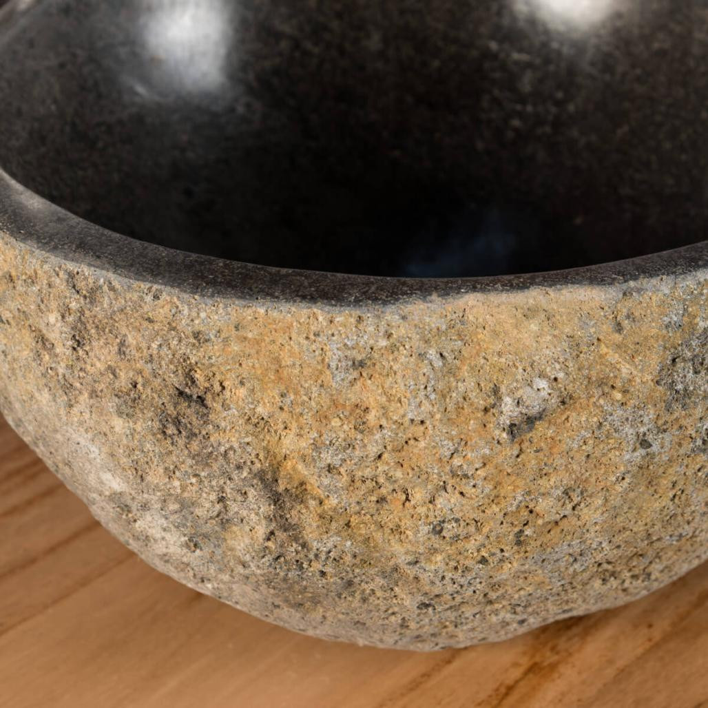 Lavabo sobre encimera piedra de río 35 cm jabonera