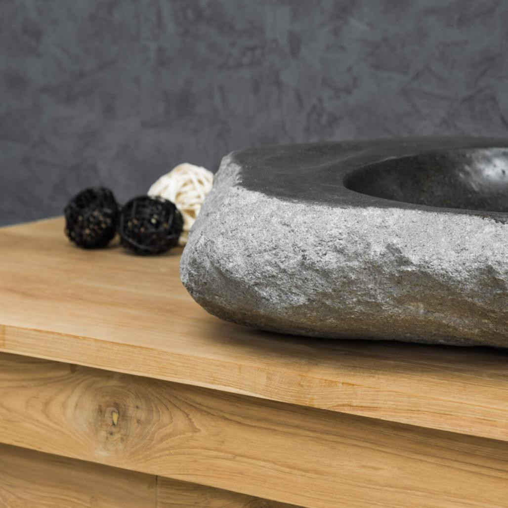 Lavabo sobre encimera de piedra de río 40-45 cm jabonera