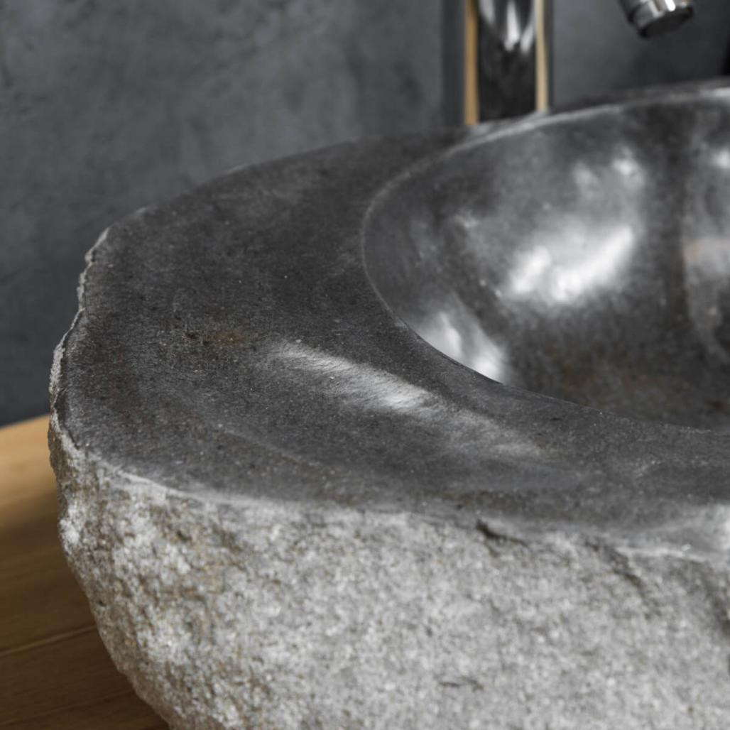 Lavabo sobre encimera de piedra de río 40-45 cm jabonera