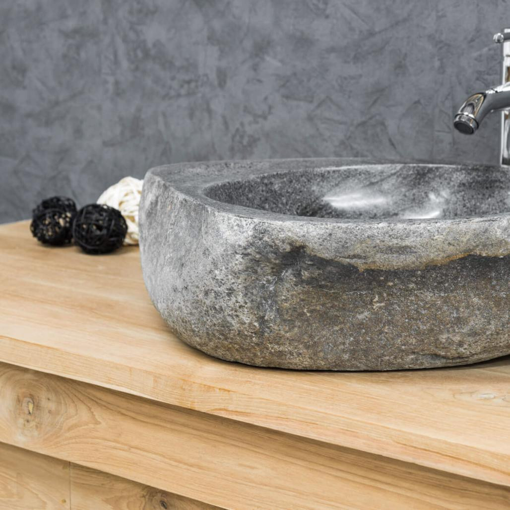 Lavabo sobre encimera de piedra de río 40-45 cm jabonera