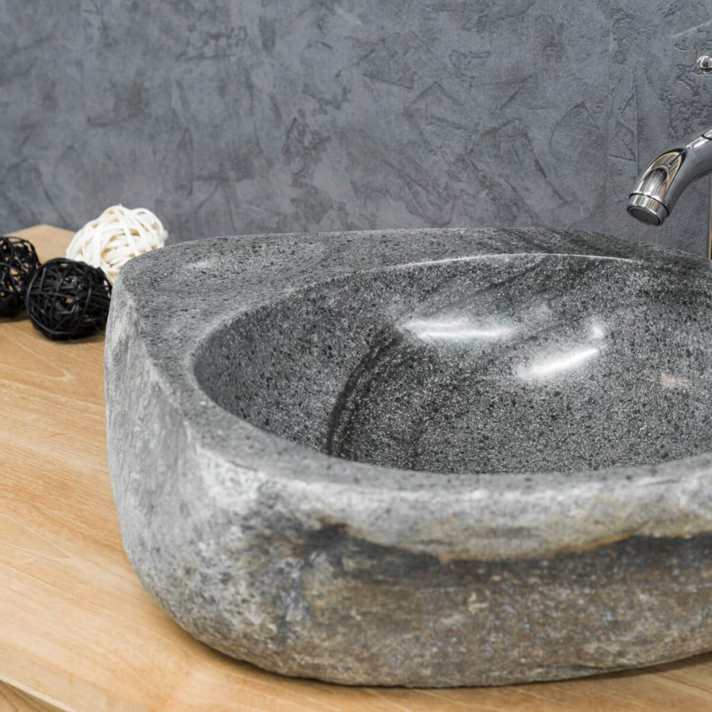 Lavabo sobre encimera de piedra de río 40-45 cm jabonera
