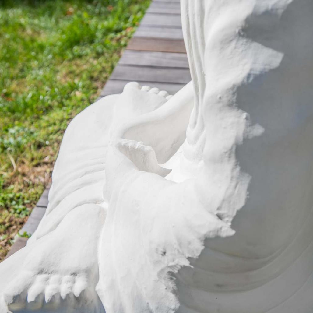 Estatua de buda sentado de fibra de vidrio posición chakra 150cm blanco Estatua de buda sentado de fibra de vidrio posición chakra 150cm blanco