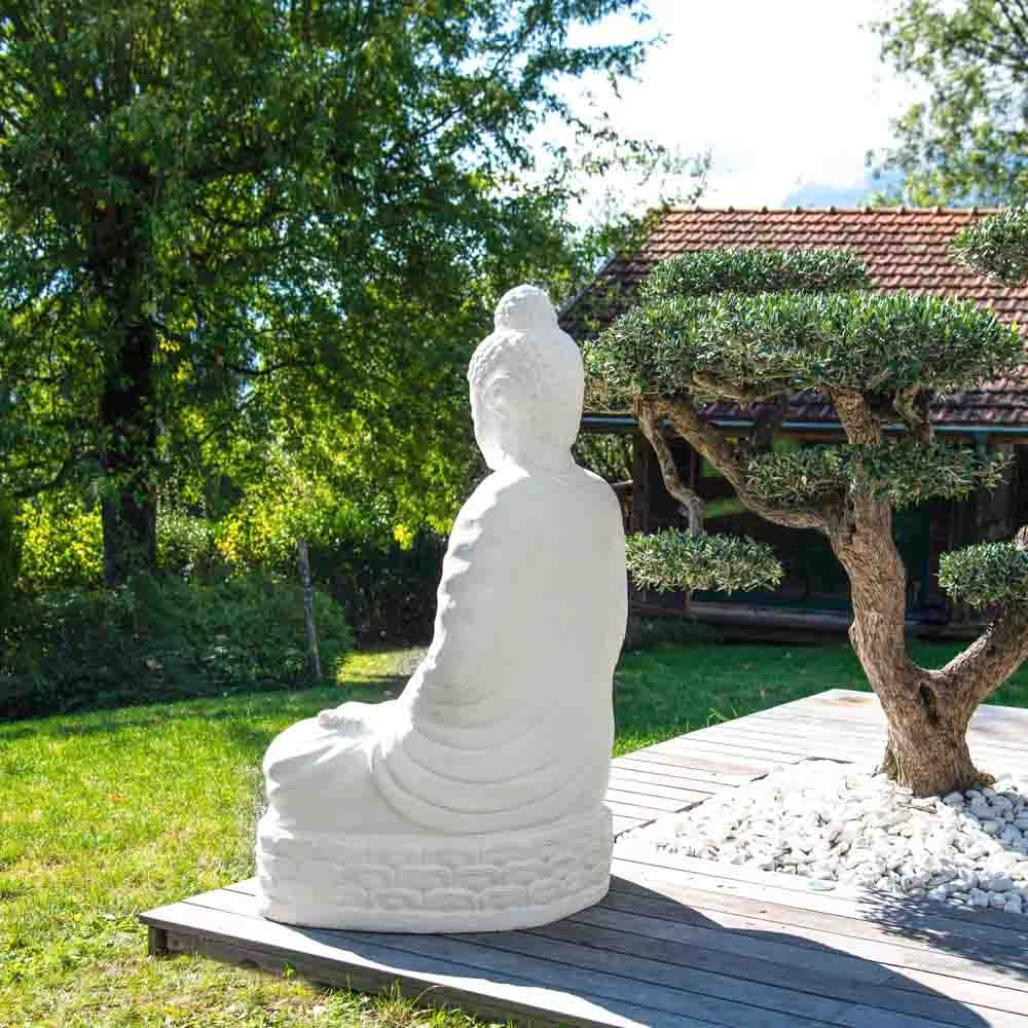 Estatua de buda sentado de fibra de vidrio posición chakra 150cm blanco Estatua de buda sentado de fibra de vidrio posición chakra 150cm blanco
